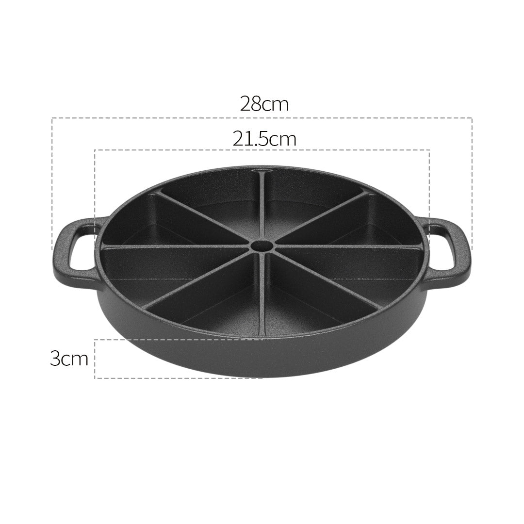 Round Cast Iron Baking Wedge Pan 8 Slice - 21.5cm - Notbrand