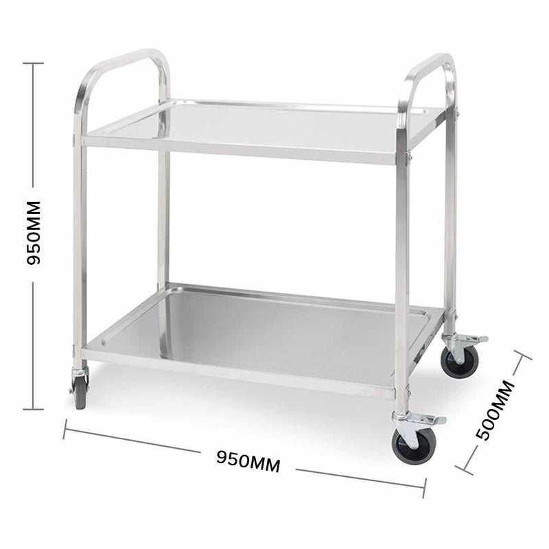 Stainless Steel Utility Cart in Large - 2 Tier - Notbrand