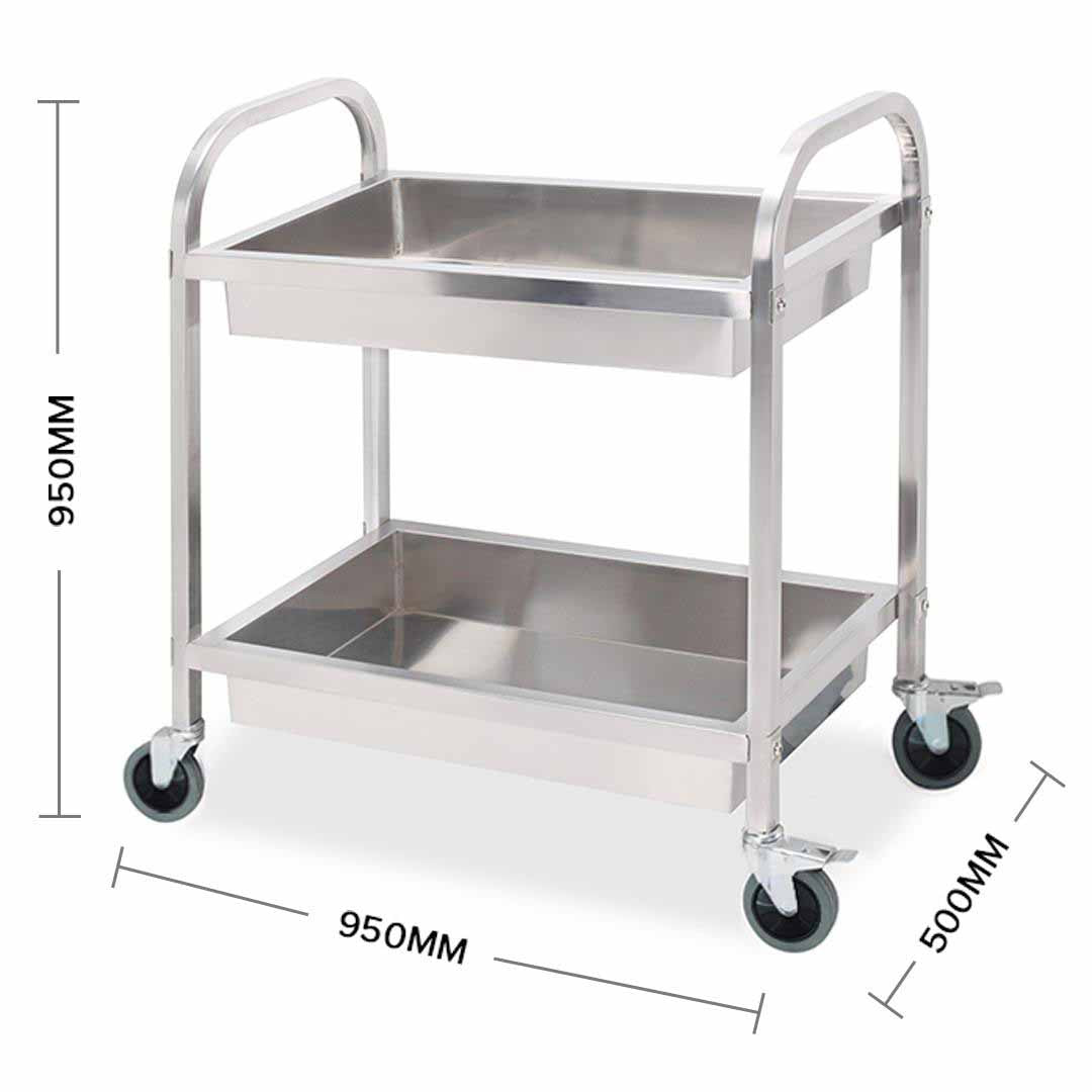 Stainless Steel Kitchen Trolley in Large - 2 Tier - Notbrand