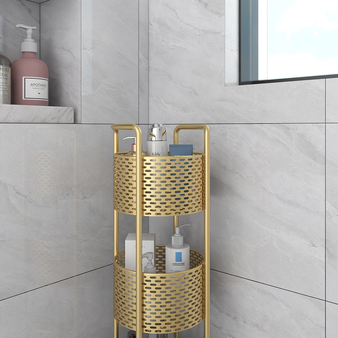 Bathroom Multifunctional Rolling Display Rack in Gold - 3Tier - Notbrand