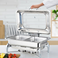 Stainless Steel Rectangular Chafing Dish with Top Lid - 58cm - Notbrand