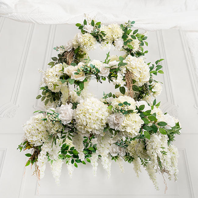 Triple Tier Hanging Floral Chandelier - White - Notbrand