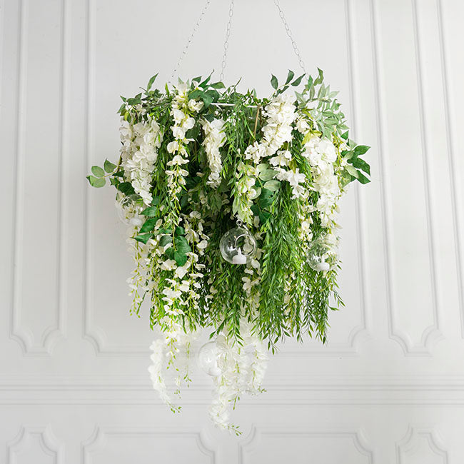 Single Hanging Floral Chandelier in White - Small - Notbrand