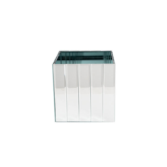 Mirror Strip Cube Vase - Silver - Notbrand