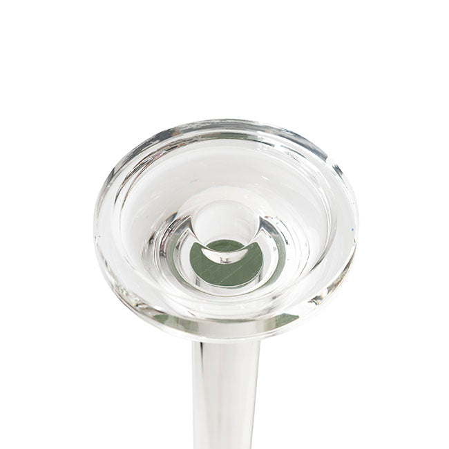 Crystal Glass Single Pillar Candle Holder in Clear - Medium - Notbrand