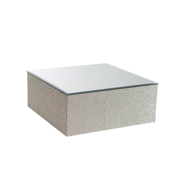 Mirror Diamond Square Platform Table Riser - Silver - Notbrand