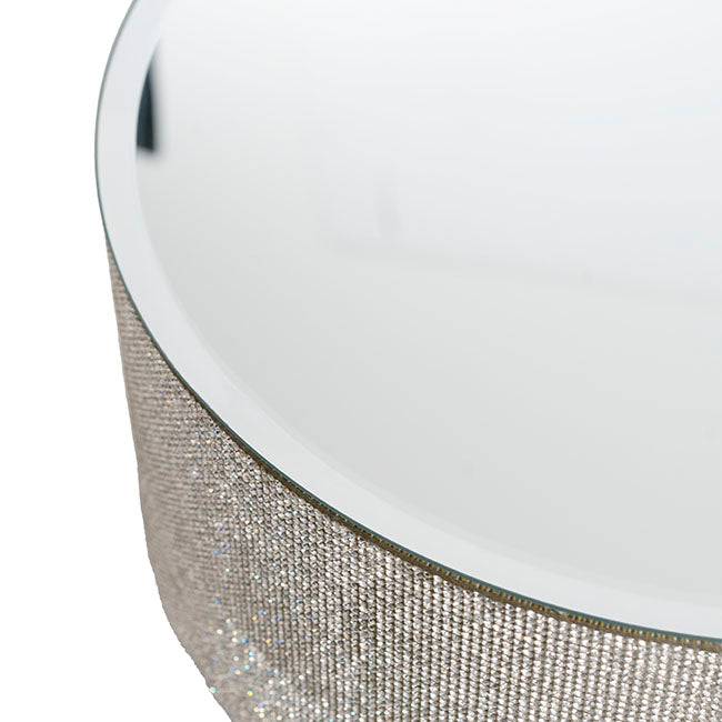 Mirror Diamond Round Platform Table Riser - Silver - Notbrand