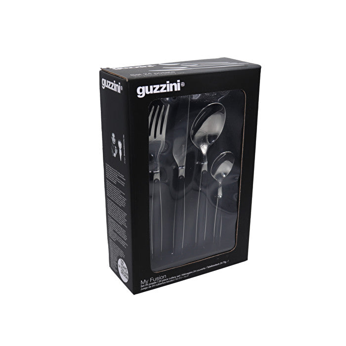 My Fusion Cutlery Set in Black - 24 Piece - Notbrand