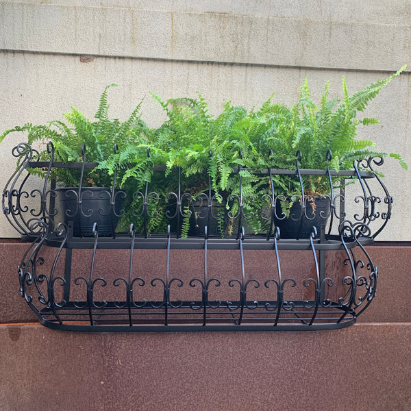 Set of 2 Wrought Iron Wall Basket Pot Planter - Satin Black - Notbrand