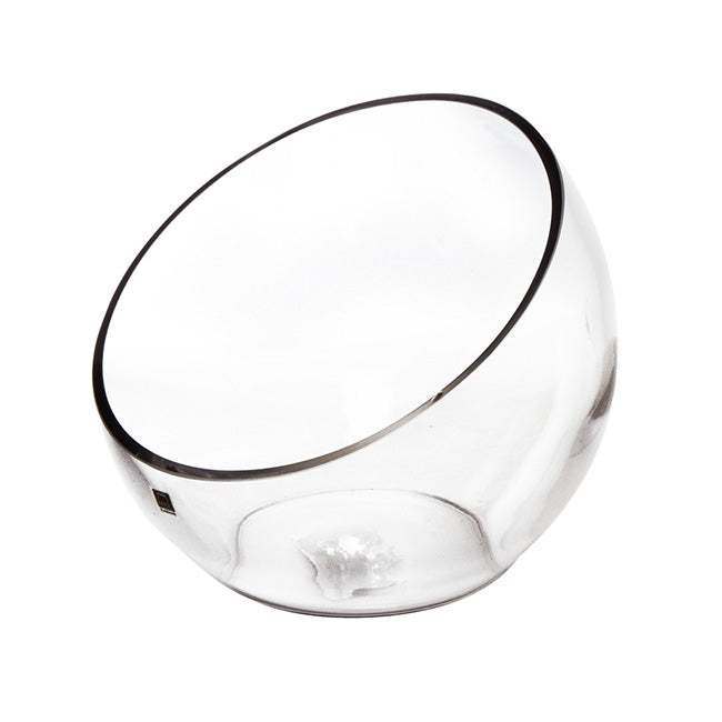Set of 2 Diagonal Cut Round Glass Vase - Clear - Notbrand