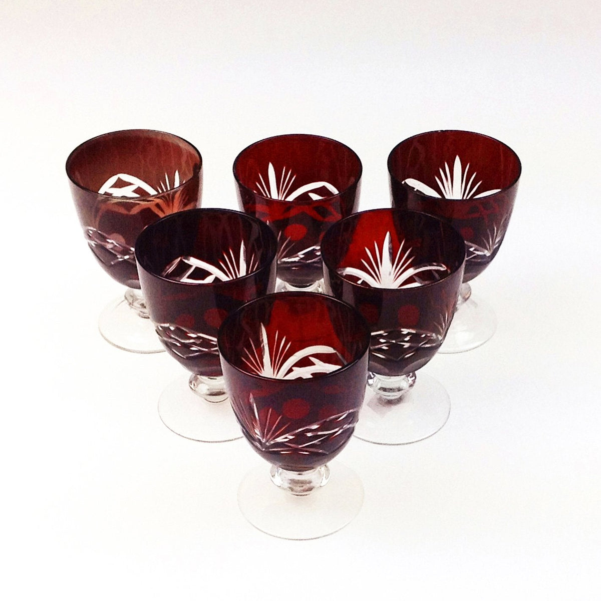 Victorian Sherry Glass in Ruby - Set of 6 - Notbrand
