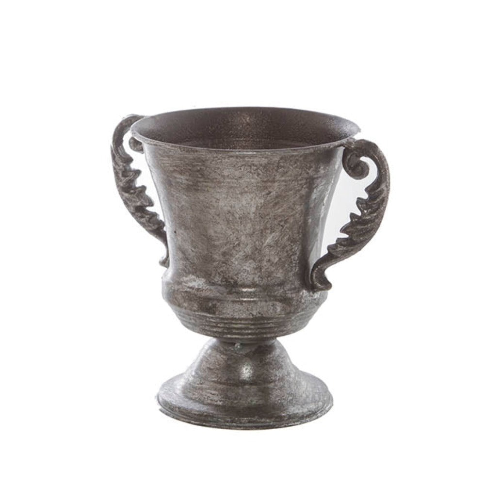 Set of 2 Metal Flute Vase With Handles - Pewter Silver - Notbrand