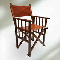 Tan Leather Portable Director's Chair - Notbrand
