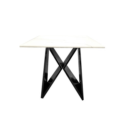 Luxe Metal Frame Side Table with Marble Top - Black - Notbrand