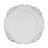Set of 8 Vintage Charger Plate in White - Silver Edge - Notbrand