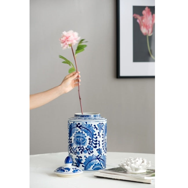 Indra Porcelain Lidded Jar - Blue & White - Notbrand