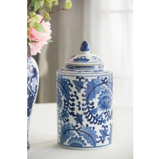 Indra Porcelain Lidded Jar - Blue & White - Notbrand