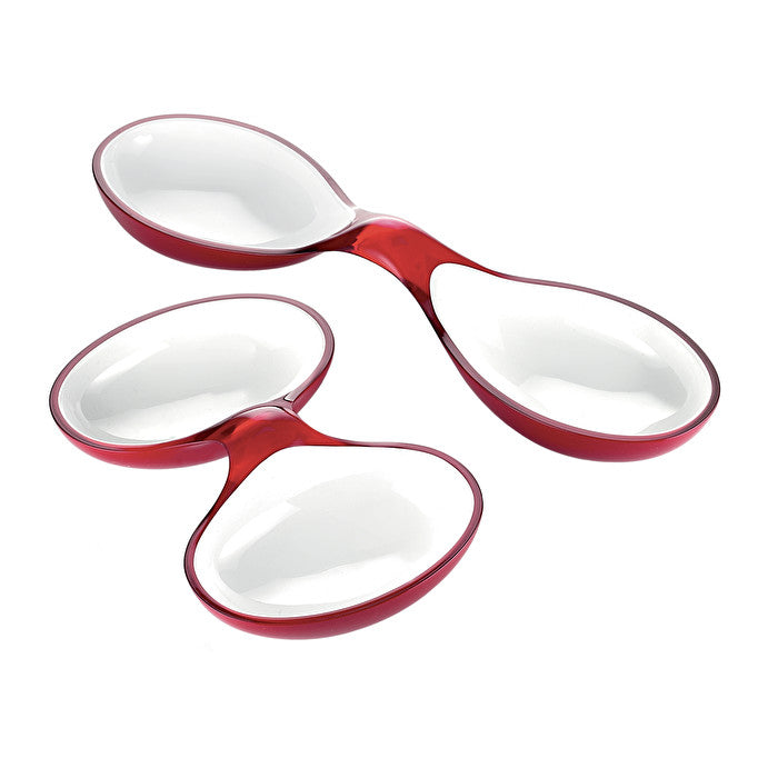 Grace Two Tone Interlocking Serving Dish in Clear Red - Set of 2 - Notbrand
