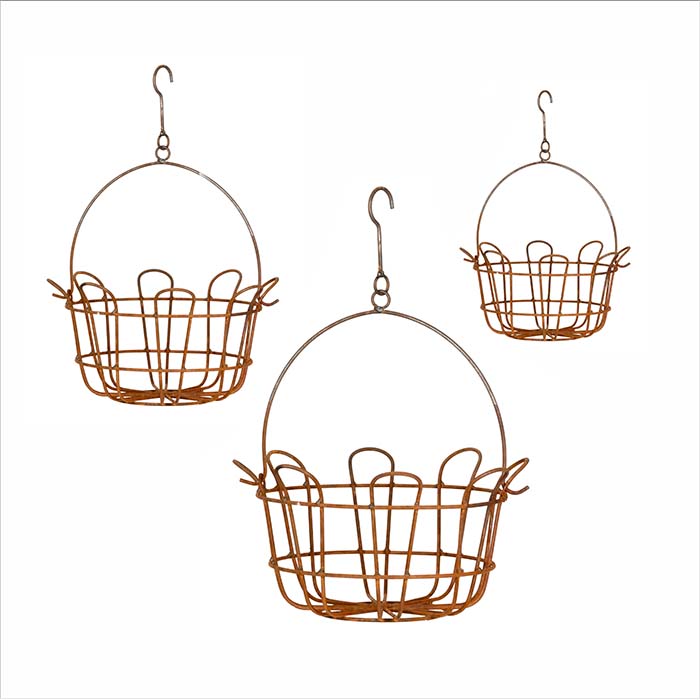 Hanging Metal Basket in Rust - Set of 3 - Notbrand