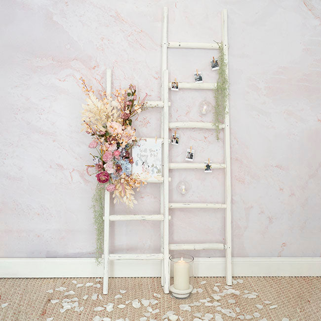 Decorative Wooden Ladder - Washed White - Notbrand