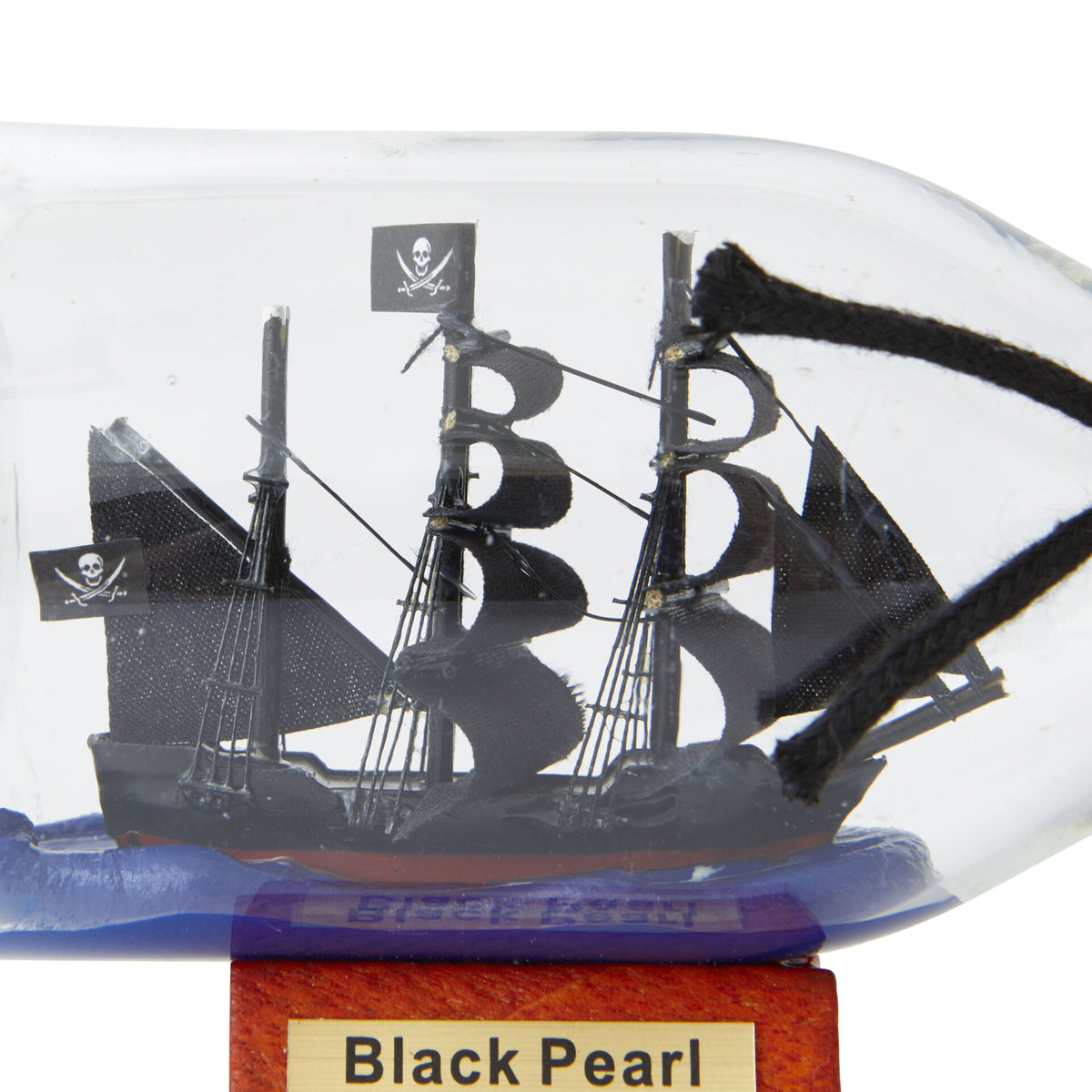 Black Pearl Ship In Bottle Ornament - Glass & Wood - Notbrand