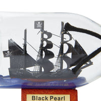 Black Pearl Ship In Bottle Ornament - Glass & Wood - Notbrand