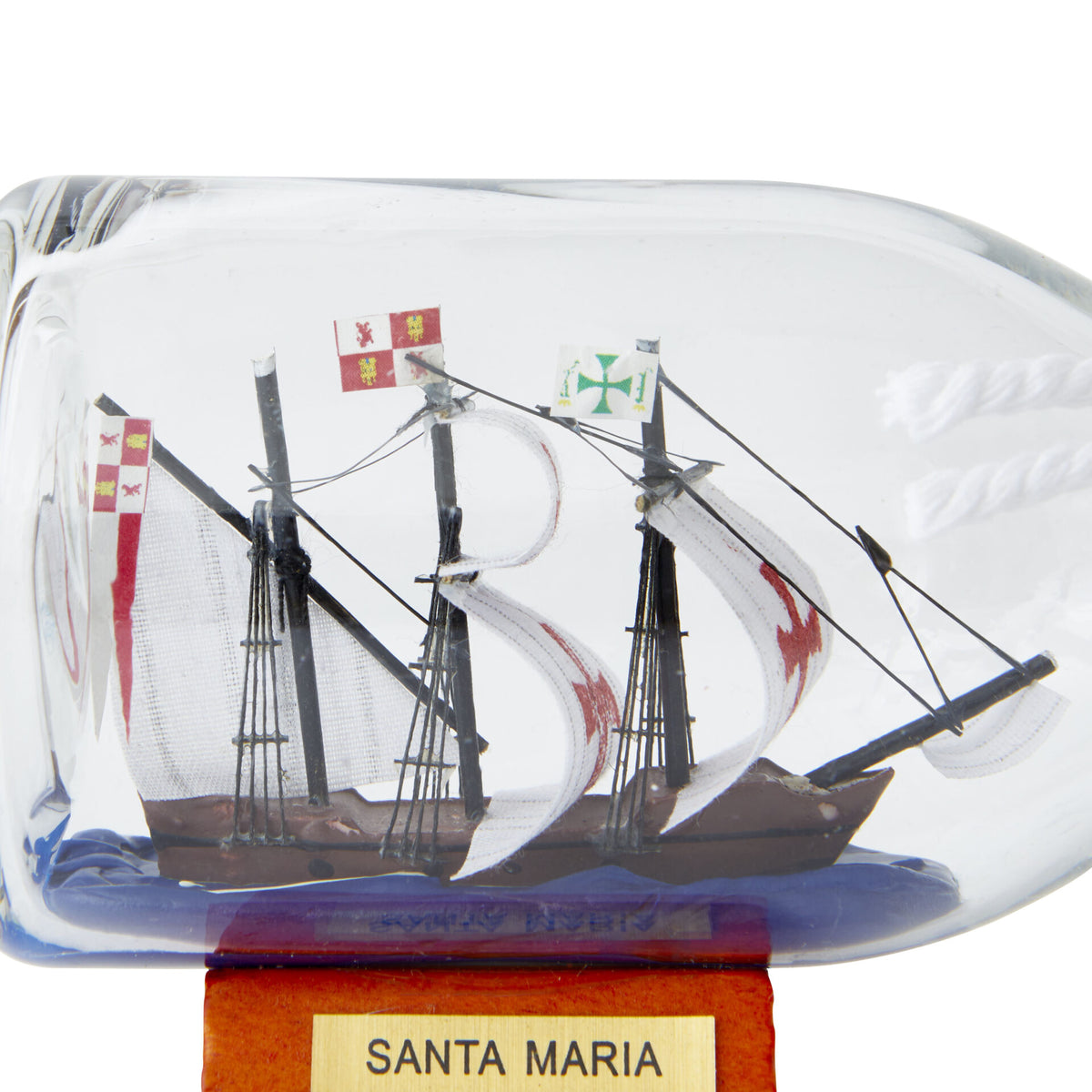 Santa Maria Ship In Bottle Ornament - Glass & Wood - Notbrand