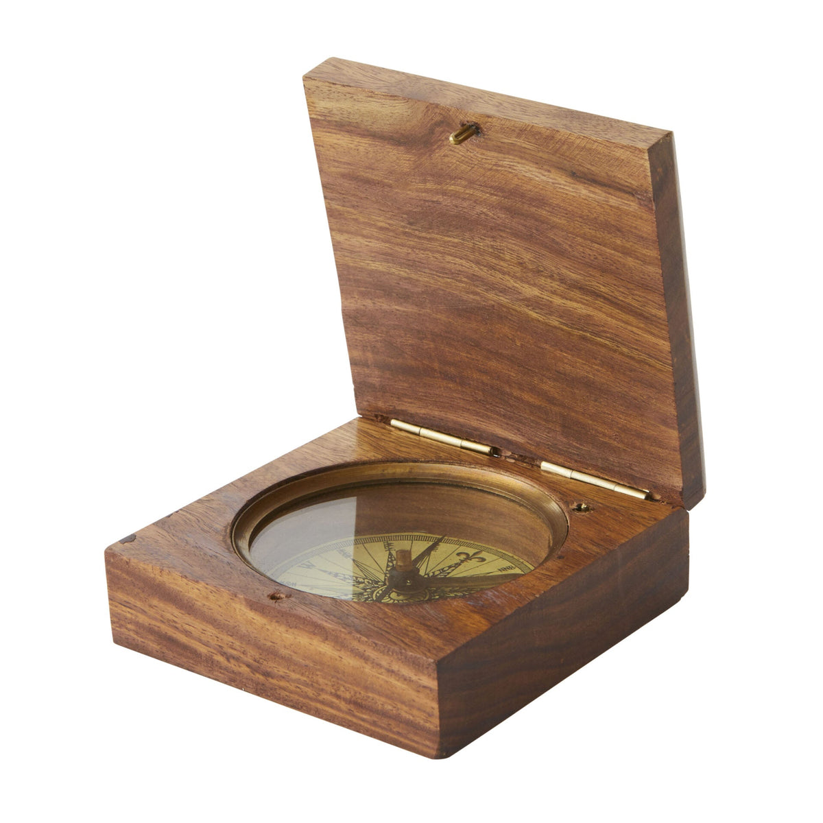 Burke & Wills Compass in Wood - 7.5cm - Notbrand