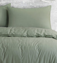 Royale Cotton Quilt Duvet Doona Cover Set with Europeon Pillowcases - Light Sage - Notbrand