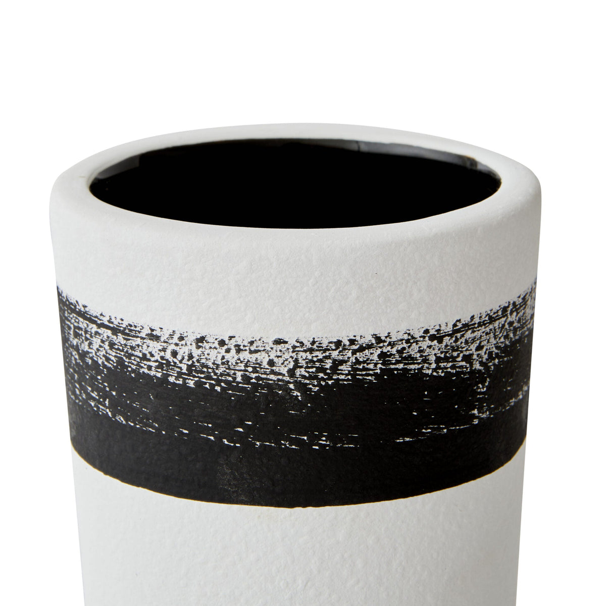 Ceramic Brushed Vase in Black & White - Large
