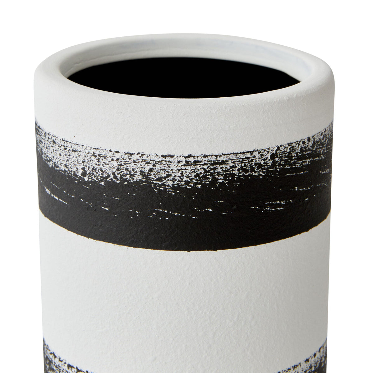 Ceramic Brushed Vase in Black and White - Medium