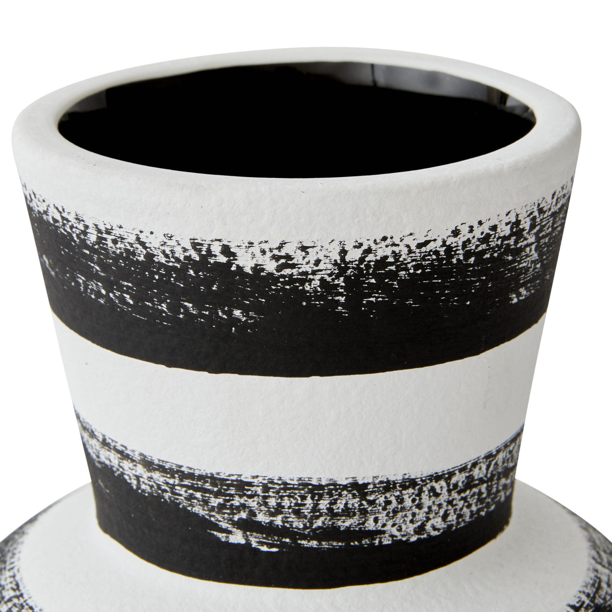 Ceramic Brushed Vase in Black and White - Small