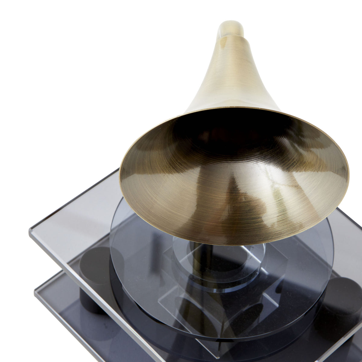Aryx Gramophone Crystal Ornament - Smoke & Brass - Notbrand