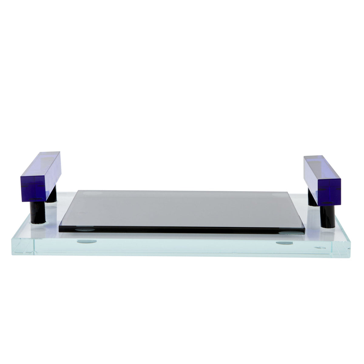 Aryx Crystal Glass Tray - Clear & Blue - Notbrand