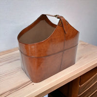 Myrinn Dark Leather Magazine Basket with Handle - Notbrand
