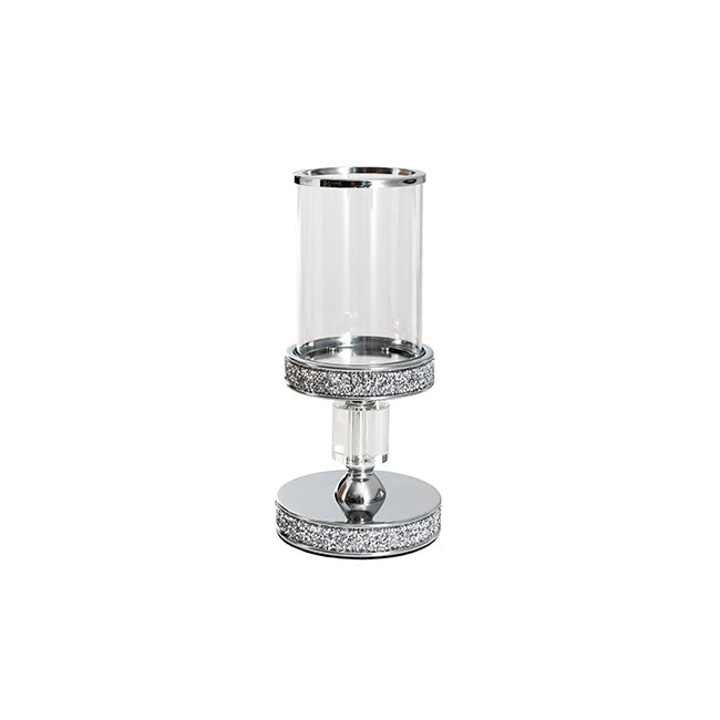 Glass Sleeve Pillar Candle Holder Stand in Silver - Range - Notbrand