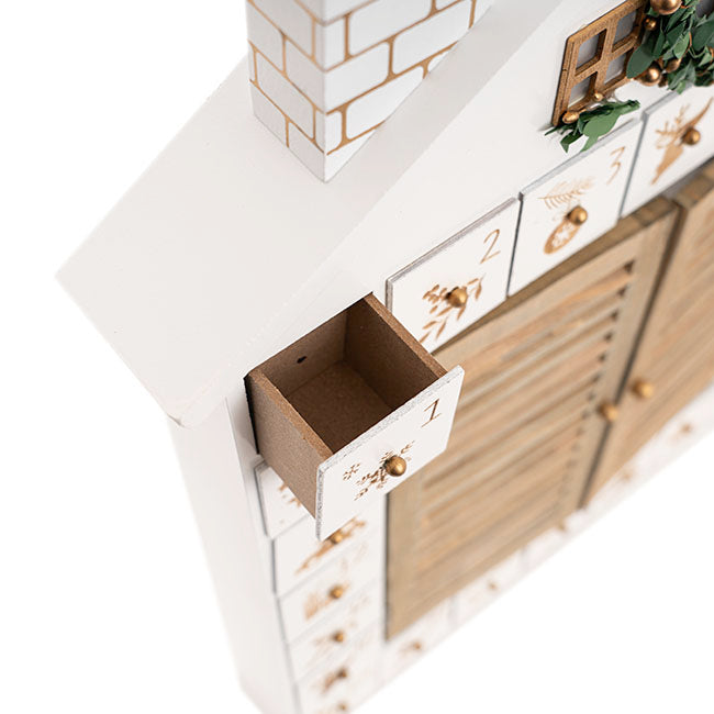 Reindeer Advent Calendar House With LED - White - Notbrand