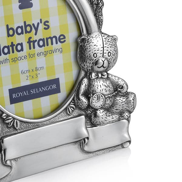 Royal Selangor Teddy Bears Picnic Baby's Data Photoframe - Pewter