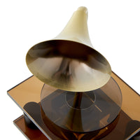 Aryx Crystal Gramophone Ornament - Amber & Brass - Notbrand