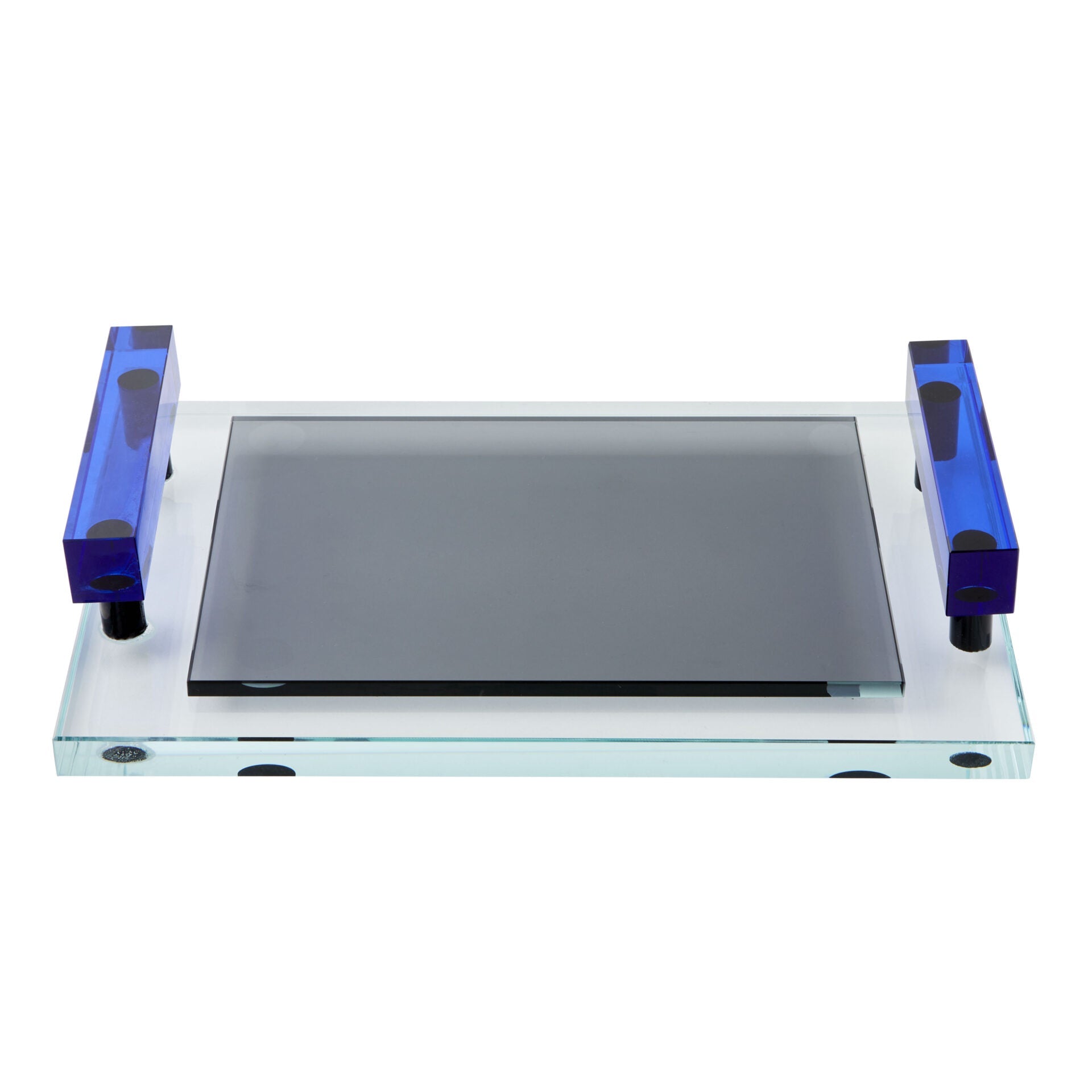 Aryx Crystal Glass Tray - Clear & Blue - Notbrand