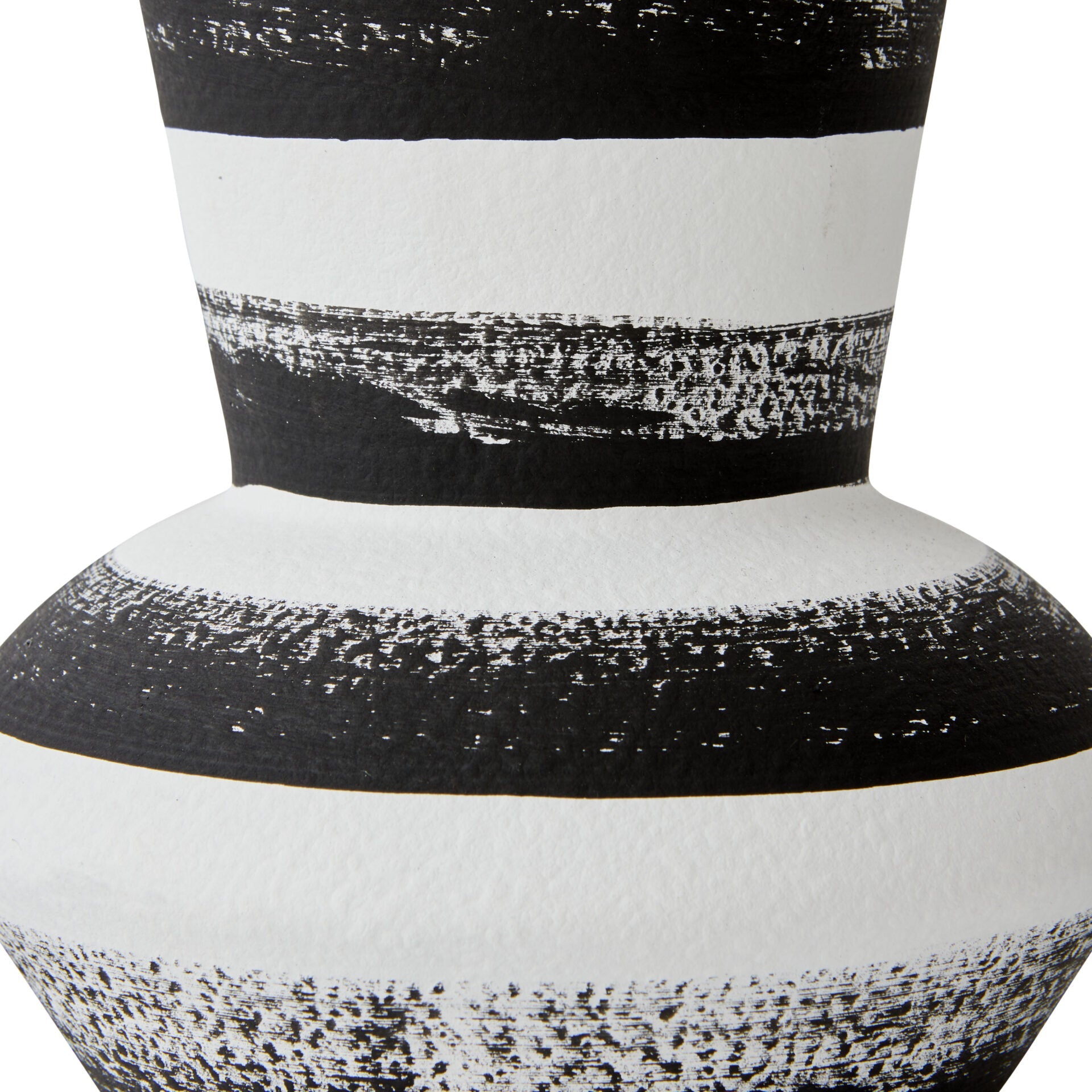 Ceramic Brushed Vase in Black and White - Small - Notbrand