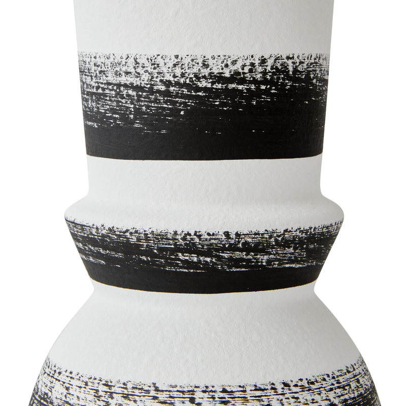 Ceramic Brushed Vase in Black & White - Large - Notbrand