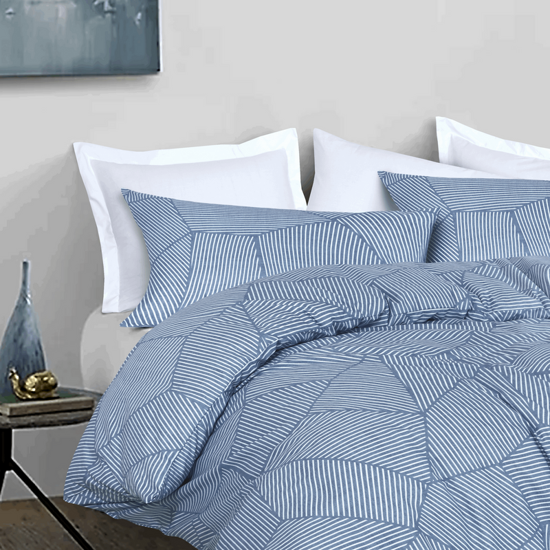 Ariana Denim Pure Cotton Quilt Cover Set With Extra Standard Pillowcases - Notbrand