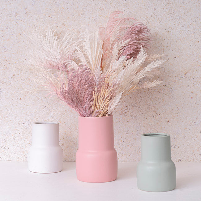 Set of 2 Ceramic Freya Vase in Matte White - Range - Notbrand