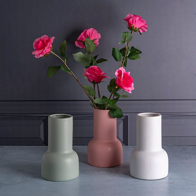 Set of 2 Ceramic Freya Vase in Matte White - Range