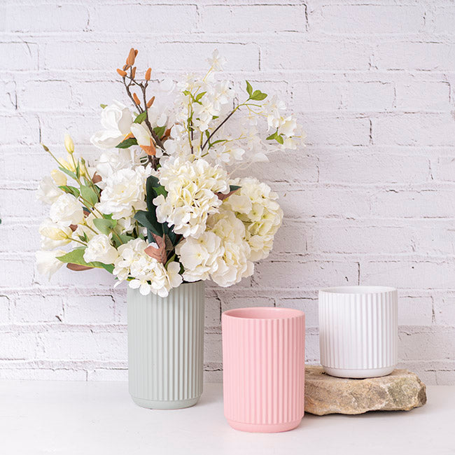 Set of 2 Ceramic Cyprus Vase in Matte Light Pink - Range