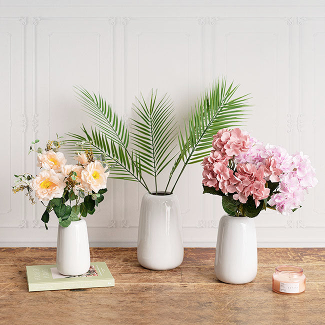 Set of 2 Ceramic Cone Vases - Glossy White