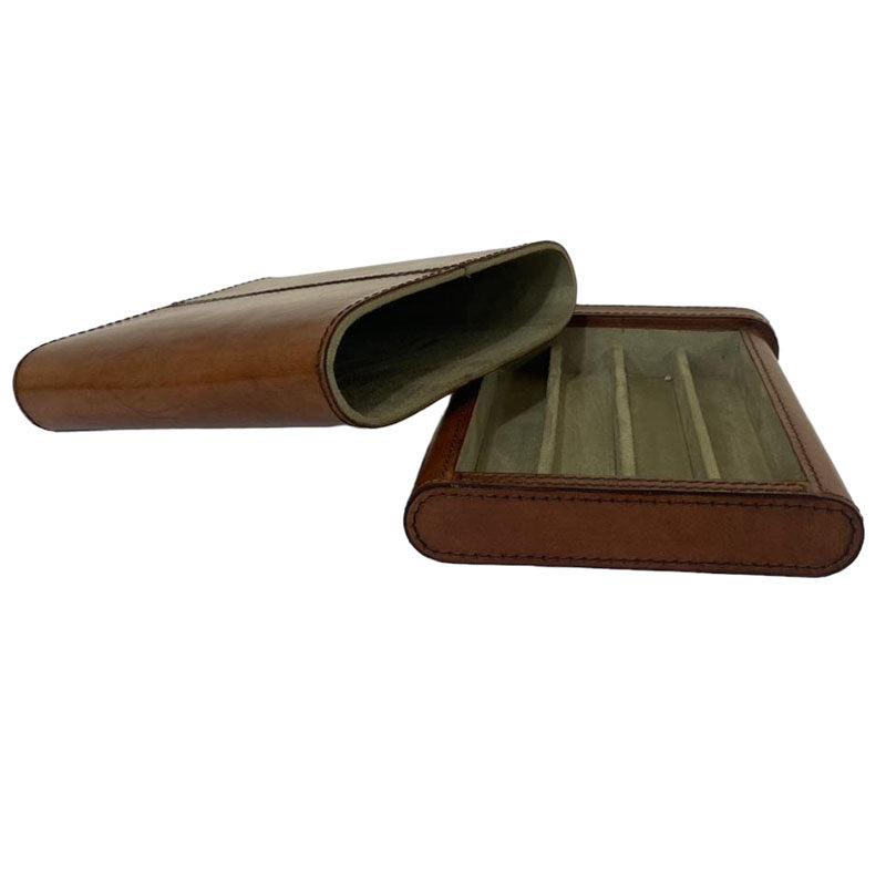 Kekam Tan Leather 4-Cigar Case - Notbrand