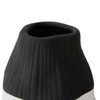 Monochrome Glazed Ceramic Stripe Vase - Black - Notbrand