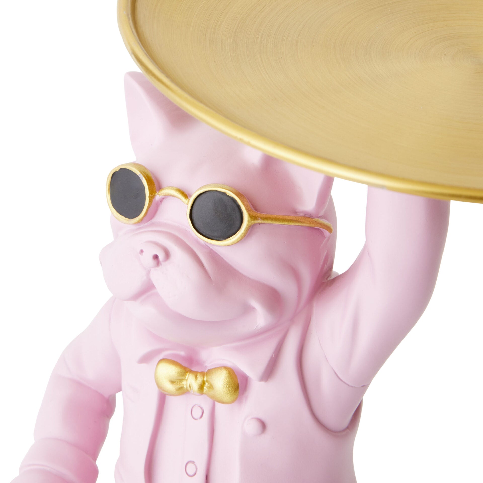 Butler Bulldog Trinket Tray Statue with Umbrella - Pink - Notbrand